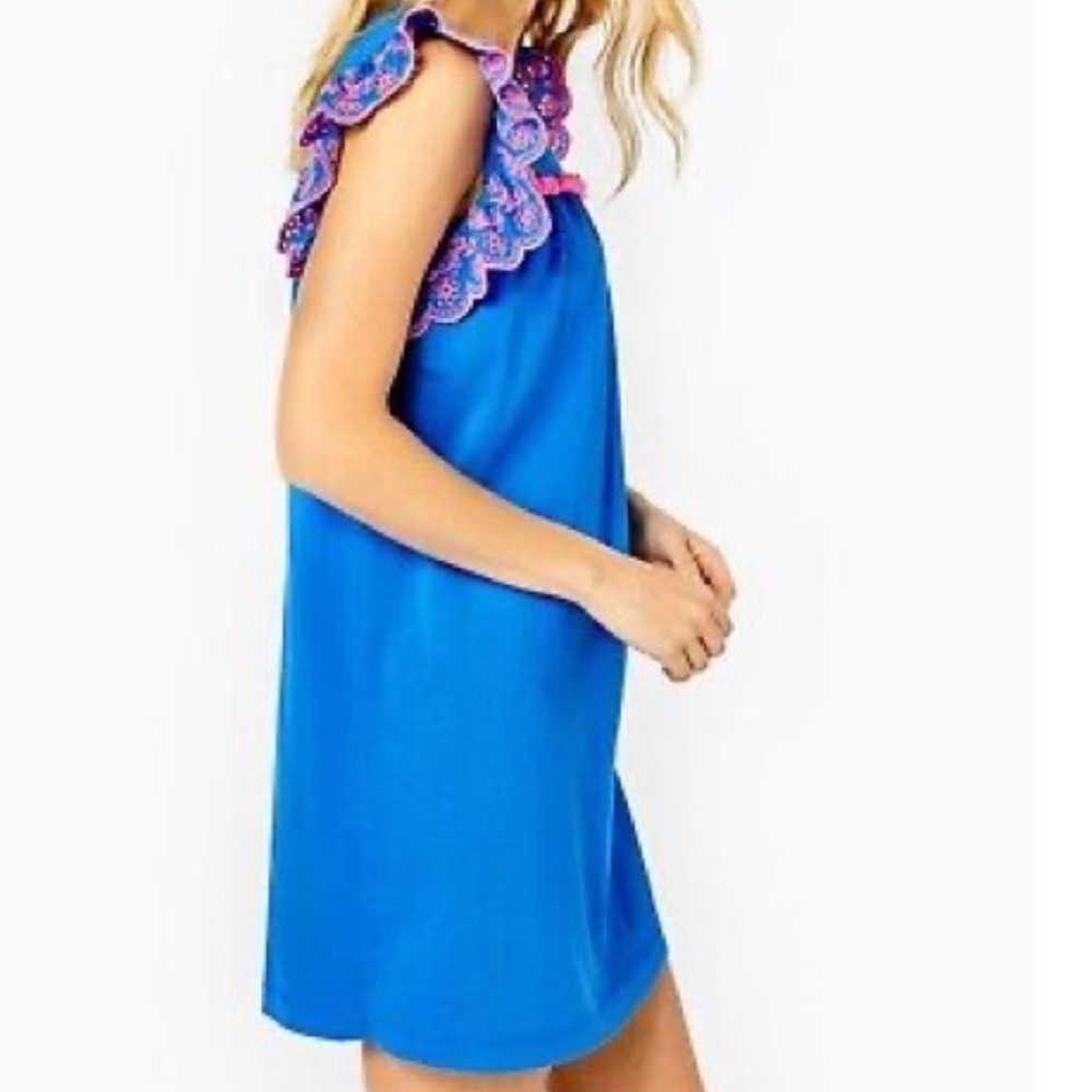 Lilly Pulitzer Blue Mini Dress with Pink Trim